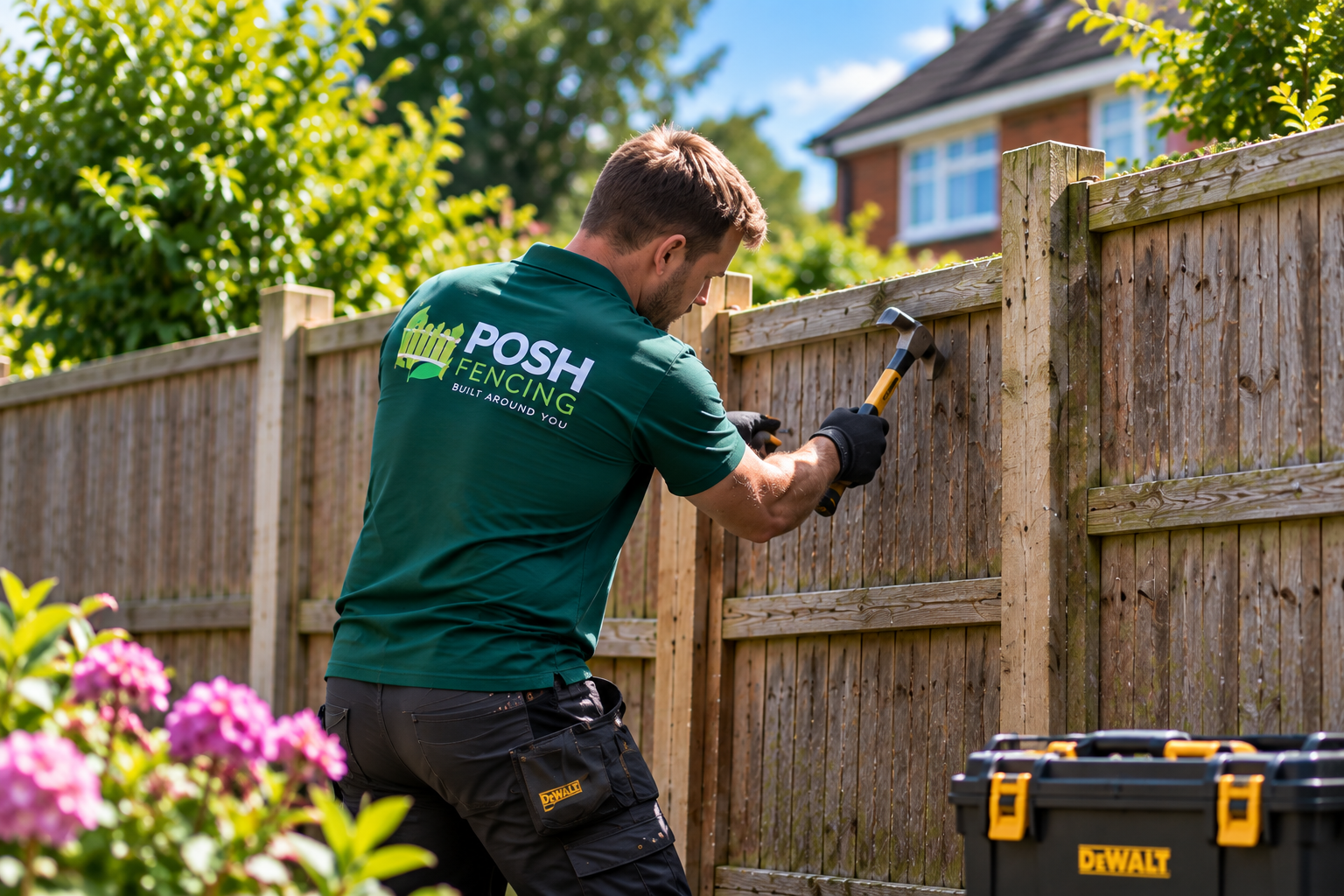 Fence repair contractor repairing timber fencing in Peterborough