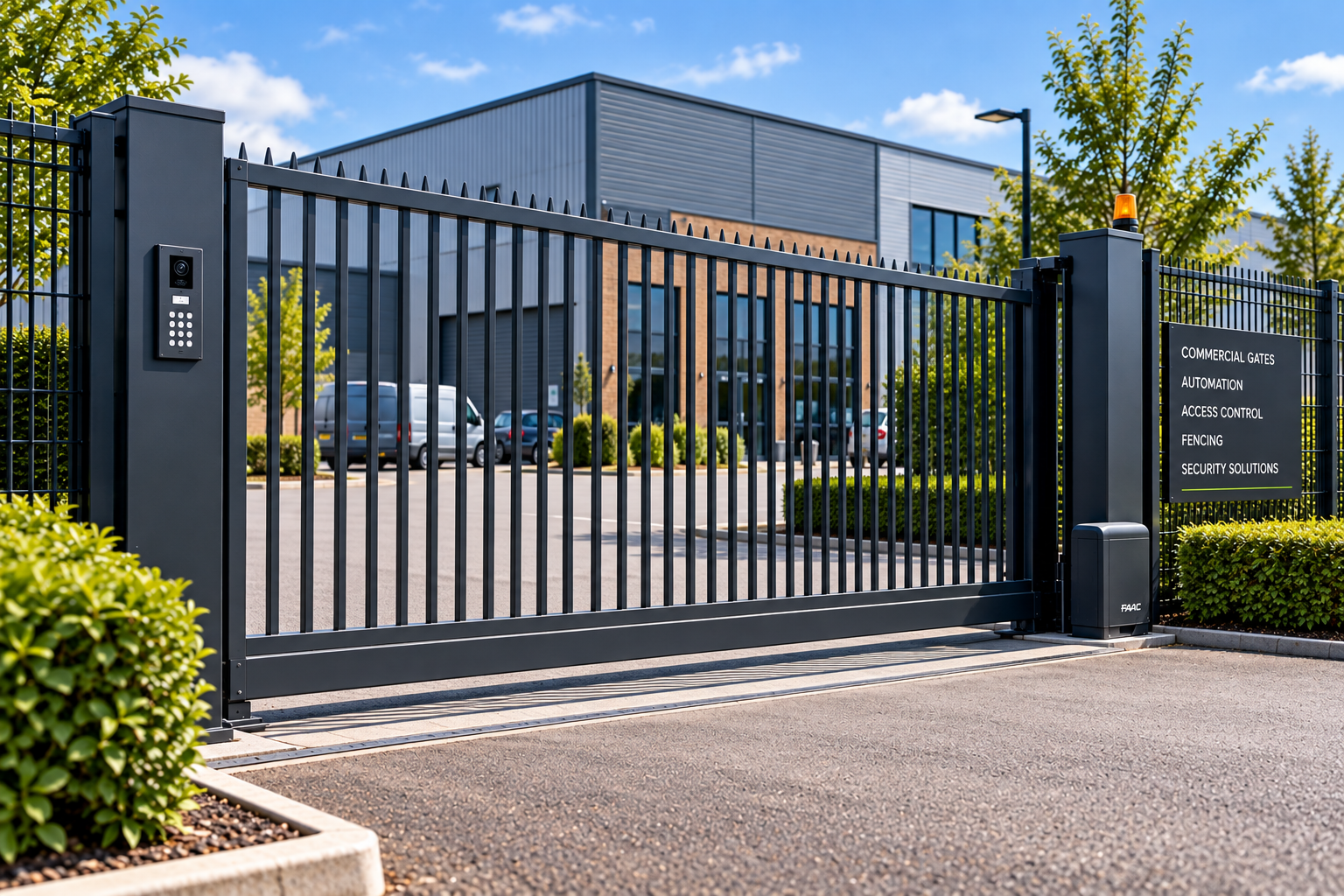 Industrial security gate entrance installation Peterborough