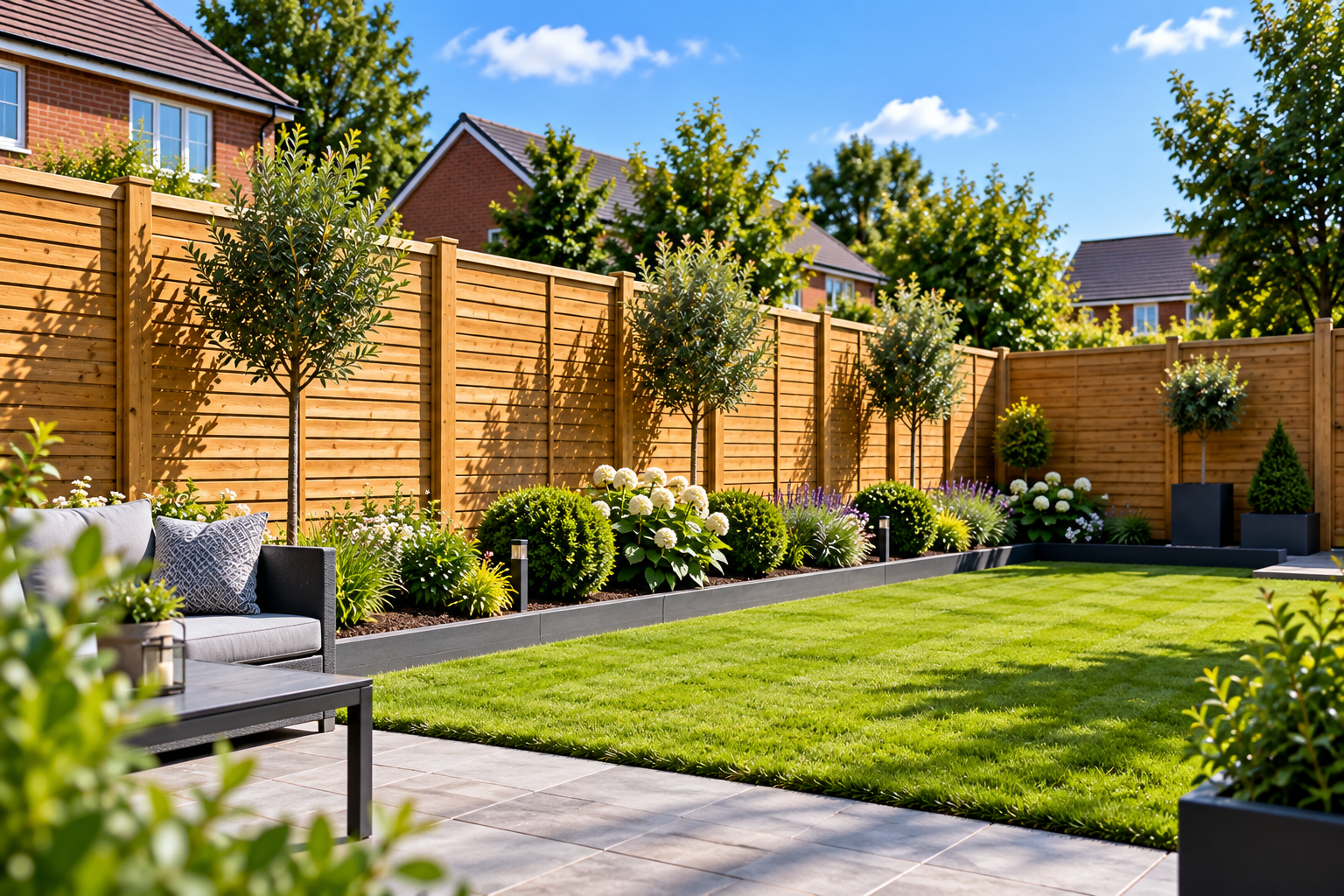 Garden boundary replacement with timber fencing in Peterborough