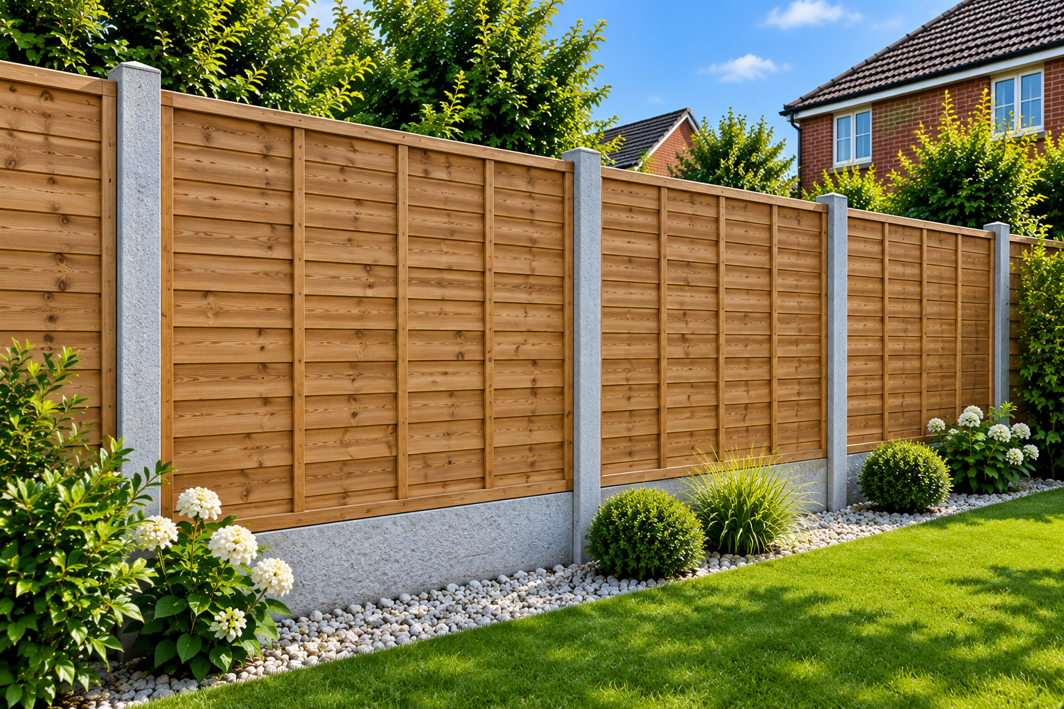 Garden fence panels with concrete posts in Peterborough