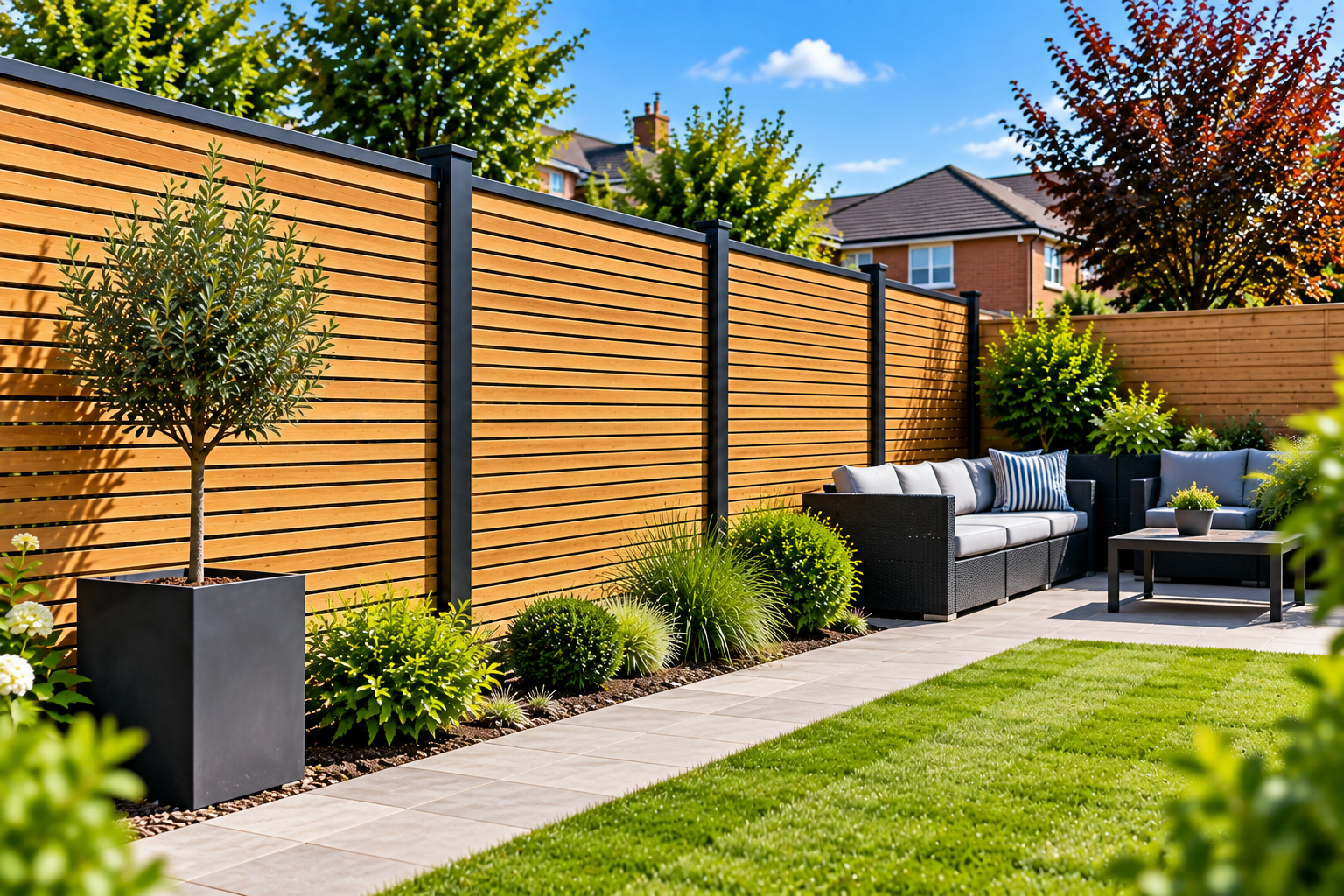 Modern decorative timber fencing in Peterborough