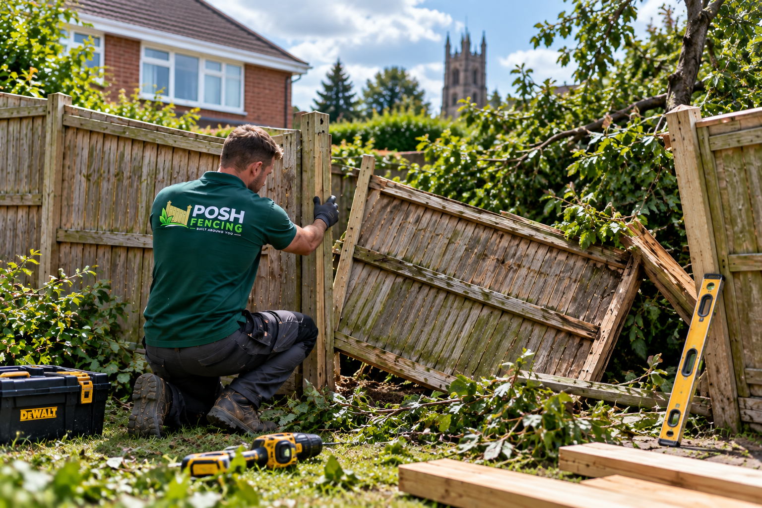 Storm damaged fence repair in Peterborough