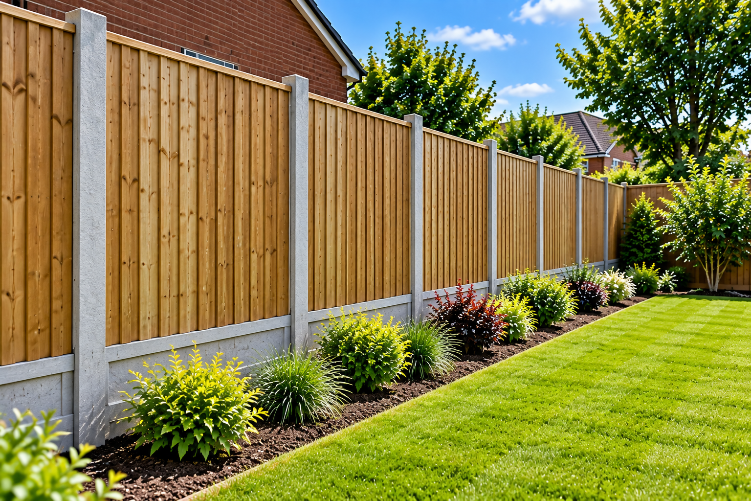 Concrete post and timber panel fencing in Peterborough